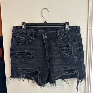 AE black ripped mom shorts